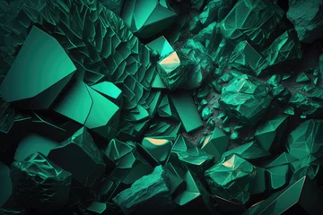 Poster Emerald Green Gemstone Background - Gemstones Textures Backdrop Series - Green Emerald Wallpaper created with Generative AI technology © Sentoriak
