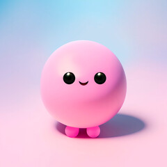 pink kawaii 3d character, generative ai