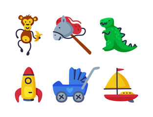Fototapeta premium Different Colorful Kids Toy from Nursery Vector Set