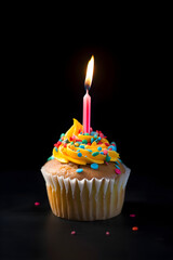 Birthday cupcake. Generative Ai