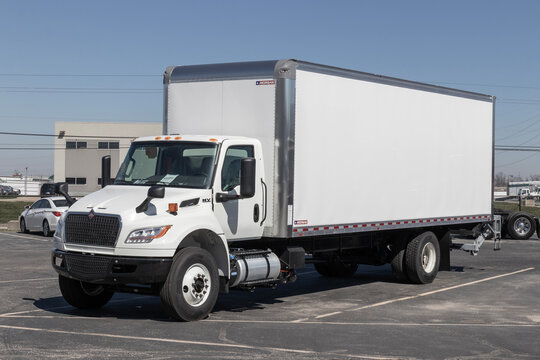 Navistar International Semi Tractor Trailer Truck display at a dealership. Navistar International is subsidiary of Traton.
