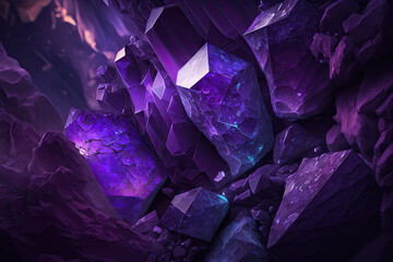 Amethyst Violet Gemstone Background - Gemstones Textures Backdrop Series - Purple Amethyst Wallpaper created with Generative AI technology
