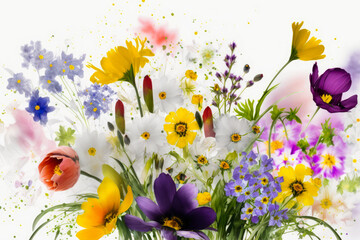 Beautiful and colorful spring flowers, background