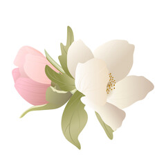 Obraz premium Boutonniere, Bouquet, Pink Flowers and Leaves Decorative Decoration, Elegant Decoration for Wedding and Holidays
