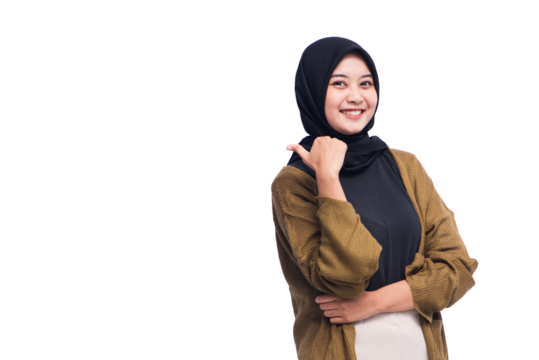 Young Hijab Woman Pointing Isolated
