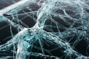 Patterns from cracks inside the thick ice of Lake Baikal. Background