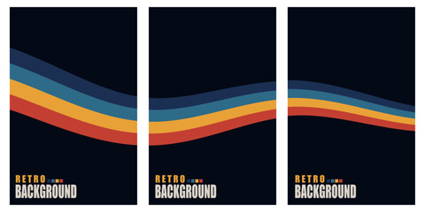 Set of retro vertical posters.Abstract backgrounds in trendy 1970s style. Vector illustration