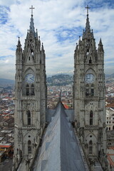 North face of the clock towers, viewed from the Condor Tower of Basilica del Voto Nacional in...