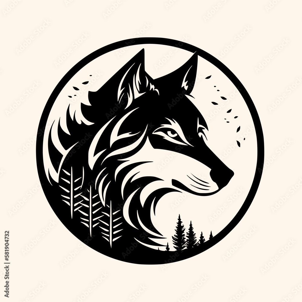 Wall mural wolf vector for logo or icon, drawing elegant minimalist style,abstract style illustration