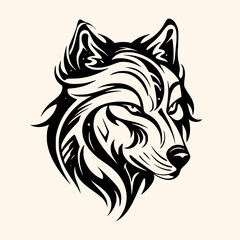 Wolf vector for logo or icon, drawing Elegant minimalist style,abstract style Illustration