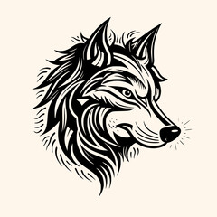 Wolf vector for logo or icon, drawing Elegant minimalist style,abstract style Illustration