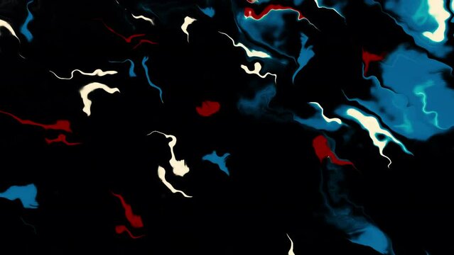 Abstract flowing rippled surface with underwater colored stains. Motion. Digital visualization of a stream.