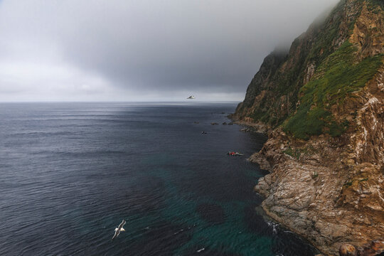 View from the Aniva lighthouse to the Sea of ​​Okhotsk and Aniva Bay in South Sakhalin! Pictures of nature and boats.