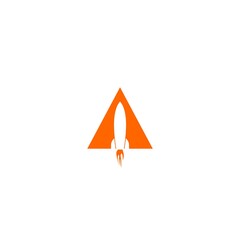 Fototapeta premium Triangle rocket icon logo isolated on white background