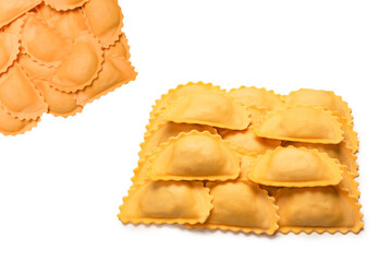 Raw ravioli as background. Healthy italian food.
