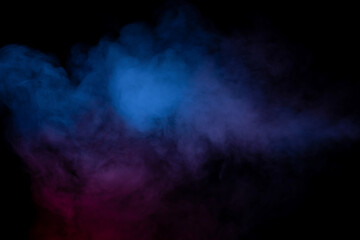Blue and purple steam on a black background.