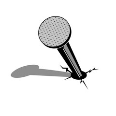 Hammered nail on surface cracked with shadow  iron steel or silver Vector Image clip art illustration