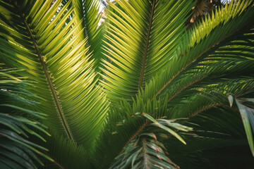 Obraz na płótnie Canvas Bright green palm tree leaves