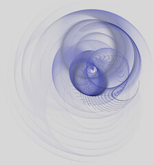 3D illustration. Abstract image. Fractal. Blue snake curled up in a ball on a white background. Graphic element, texture for web design. Copy space.