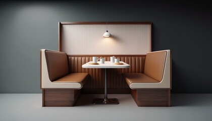 Design layout of two seats with a table between them