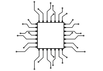 circuit board with a microprocessor for a computer scheme vector illustration electronics