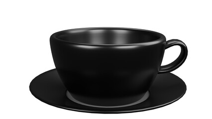 3d render black cup of tea with white background illustration