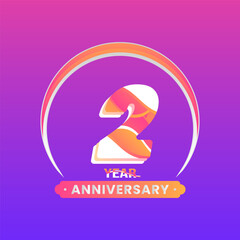 Number 2 vector logos for Anniversary Celebration Isolated on Violet background, Vector Design for Celebration, Invitation Card, and Greeting Card.