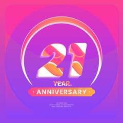 Number 21 vector logos for Anniversary Celebration Isolated on Violet background, Vector Design for Celebration, Invitation Card, and Greeting Card.