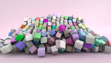 Abstract 3D Illustration of Colorful Cubes on bright background - 581913132