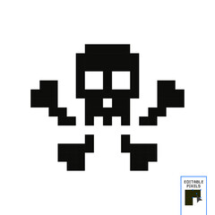 Vector pixel skull icon. 8-bit skull icon. Illustration