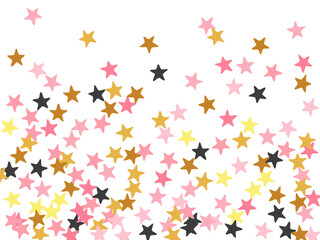 Fashionable black pink gold starburst vector pattern. Little stardust spangles xmas decoration confetti. Baby shower star burst background. Sparkle confetti banner decor.