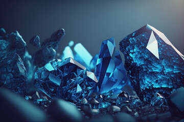 Naklejka na ściany i meble Sapphire Blue Gemstone Background - Gemstones Textures Backdrop Series - Blue Sapphire Wallpaper created with Generative AI technology