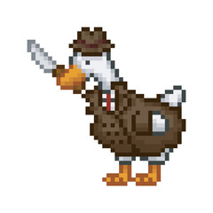 Obraz premium Psycho goose, meme pixel art