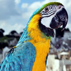 Portrait of a Blue Yellow Macaw Parrot