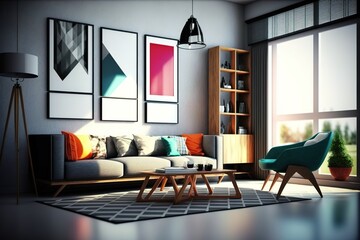 contemporary stylish interior room, Generative AI