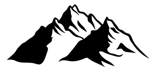 Mountains logo. Black drawn mountains.