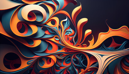 Abstract background with orange and blue thread curls.