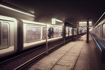 Fototapeta na wymiar Tube, Underground, Metro, Untergrundbahn, Train, Subway - Generative Ai