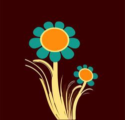 Vector illustration of cartoon chamomile flower.Print for the background, on fabric, paper, wallpaper, packaging.