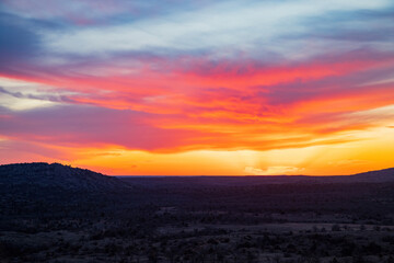 Sunset landscape of Wichita Mountains National Wildlife Refuge