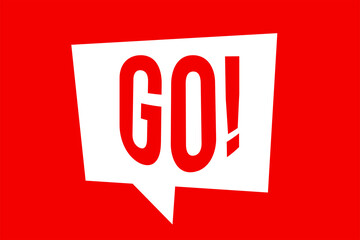white sign that says let's go with red background