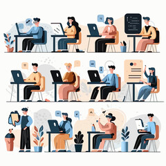 People learning vector illustration set