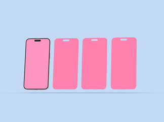 Phone 14 pro mockup and some separated screens floating. ui ux app concept. 3d render