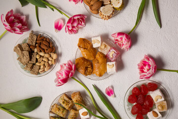 oriental sweets on a light background
