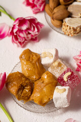 Still life of Delicious oriental desserts