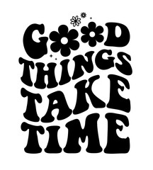 Hand lettering groovy motivational retro boho hippie text inspirational quotes vintage typography wavy text smile face calligraphy