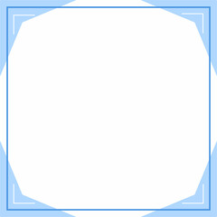 Frame, boarder for text. Blue and white background color with stripe line and triangles shapes.