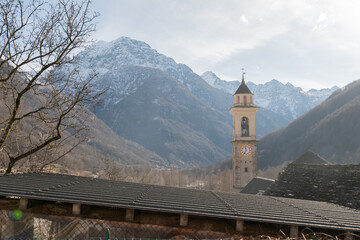 Clock tower in the mountains
