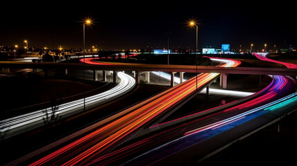 the traffic at night in long time exposure 