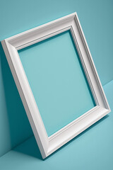 a blank picture frame in light blue